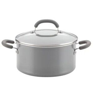 Rachael Ray Brights Nonstick Stock Pot/Stockpot with Lid | 6 Quart | Gray | NWT